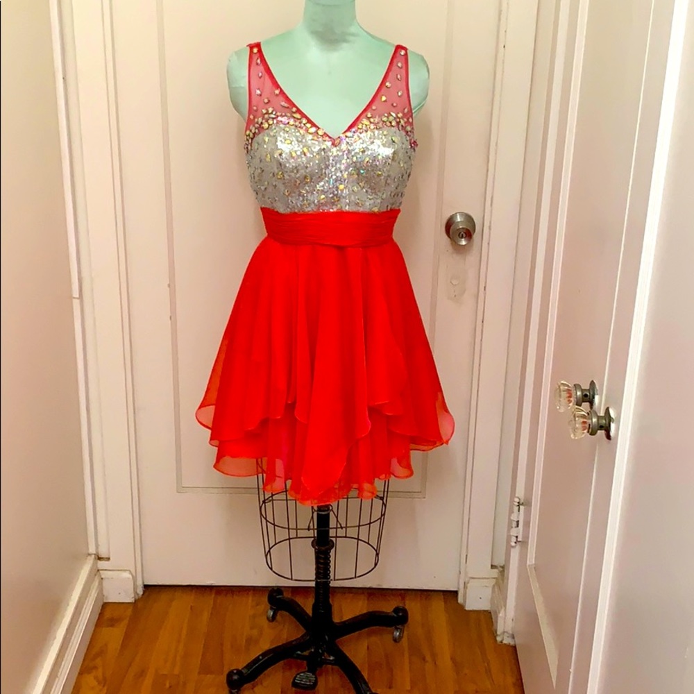 Aspeed pink cocktail dress with rhinestoned bodice
